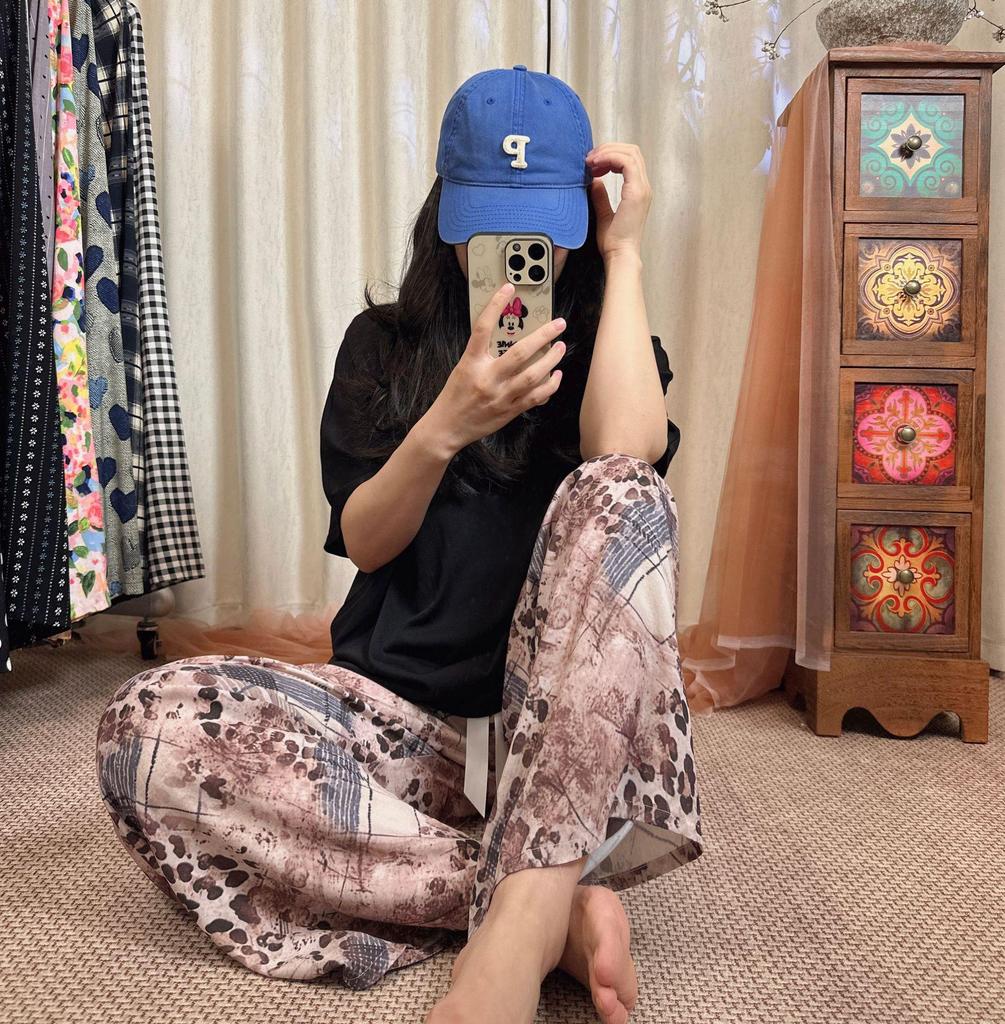 Three Sizes Women's Cotton Silk Wide-Leg Rayon Pants - Spring/Summer Breathable, Plus Size Casual Home Sleepwear