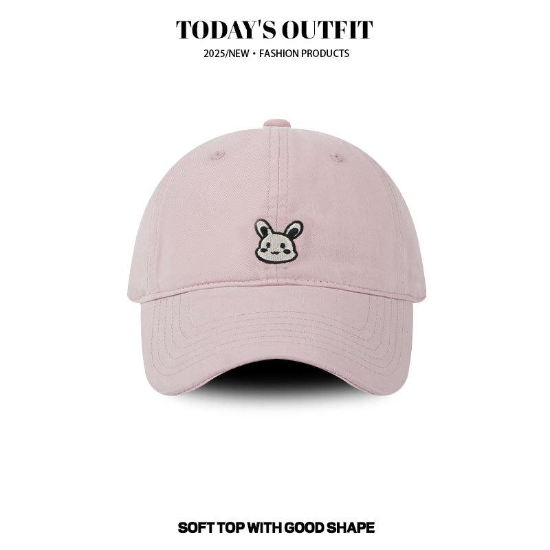 Little Rabbit Embroidery Cartoon Embroidery Adult Baseball Cap Baseball Cap Cute Sweet Style Boy and Girl Sun Hat