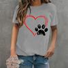 Cotton  New Valentines Day Heartshaped Checkered Footprint Printed Shortsleeved Tshirt for Casual Womens Summer