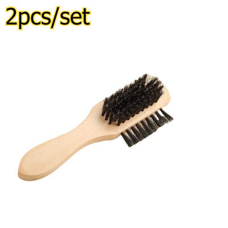 2pcs/set Multifunctional Wooden Handle Cleaning Brush Shoe Brush Dust Removal Stain Removal Laundry Scrubbing Cleaning Brush хаки