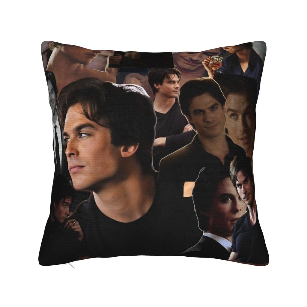 Damon Salvatore Pillowcase Polyester Cushion Cover Gift The Vampire Diaries Pillow Case Cover Home Square 45X45Cm