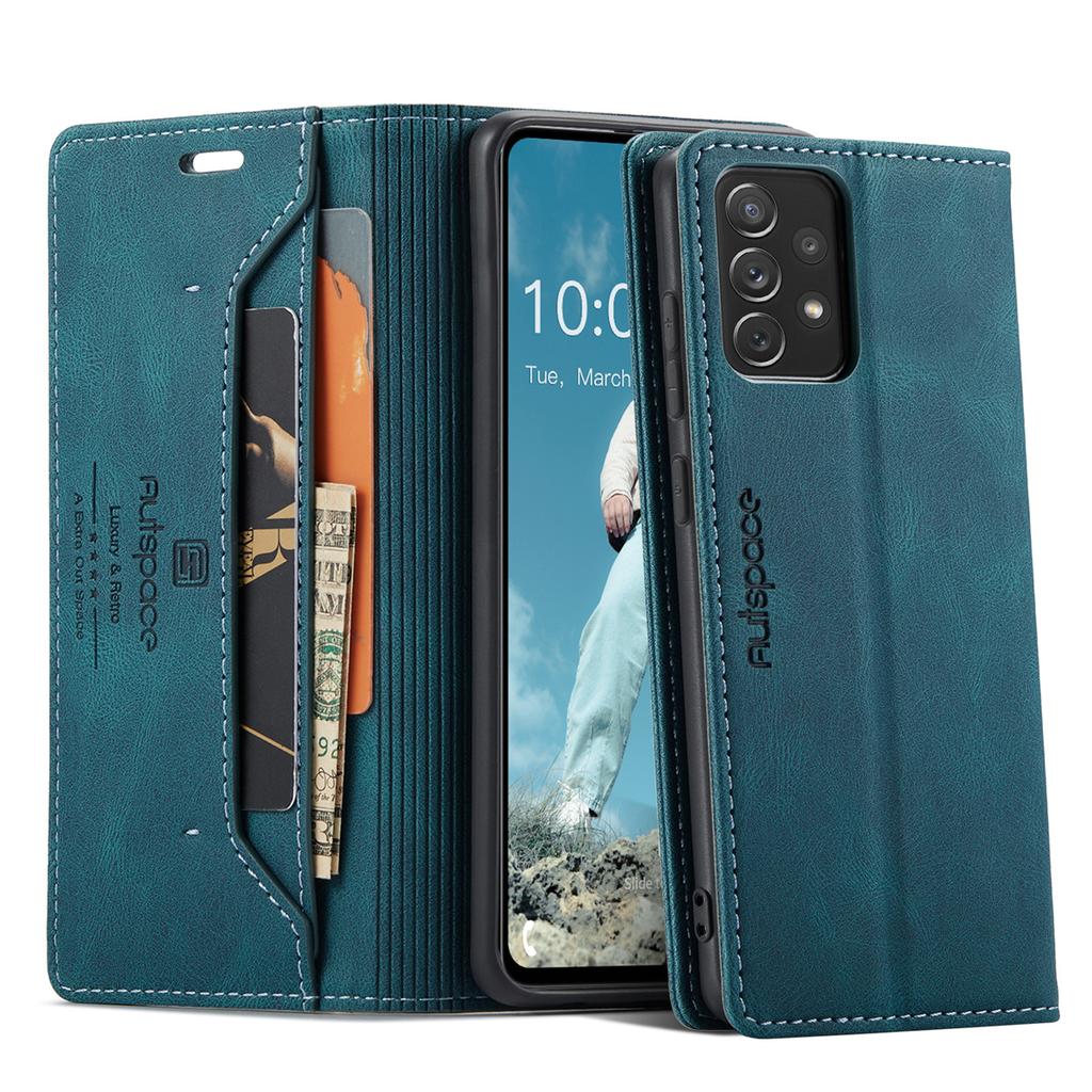 Premium Vintage Leather Wallet Case for Samsung Galaxy A72 4G/5G - RFID Protection Flip Cover with Card Slots, Shockproof Retro Style (4 Colors)