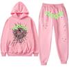 Womens Casual Hooded Tracksuit Set Geometric Print Loose Fit Long Sleeve 2 Piece Sportswear