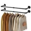 UNHO Hanger Clothes Hanger 92cm Set of Clothes Open Display Black Pipe, Wall-Mounted Rack, Bar, Wide, 2, Wall-Mounted Rack, Black, Iron, Durable,