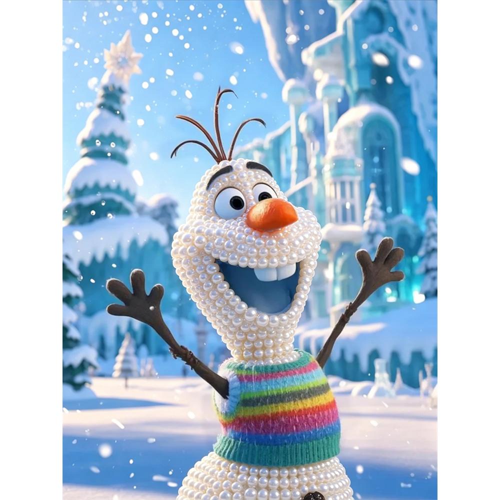 Disney DIY Pearl Art Olaf Themed Creative Pearl Painting Decorative Wall Art Creative Ornament Gift for Friends Desktop Decor 30x40