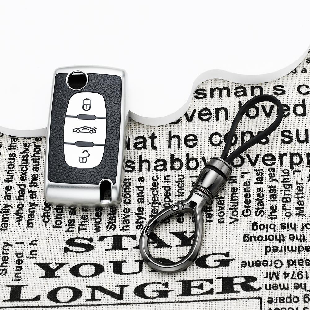 Tpu Leather Flip Car Key Case Cover For Peugeot 207 307 308 407 607 807 Fob Keychain For Citroen C2 C3 C4 C5 C6 Xsara Berlingo