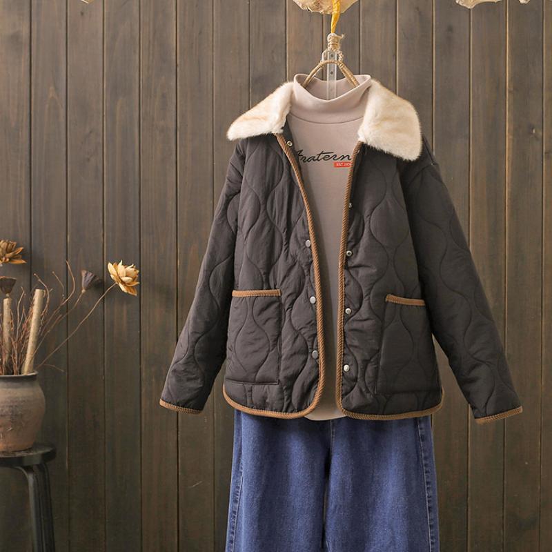 Coats for Women Jacket Winter for Women Faux Fur Collar Thickened Velvet Windbreaker Loose Casual Coat