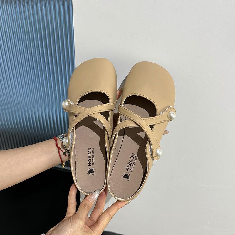 Baotou Halbschuhe Damen 2025 neue Damenschuhe Französische Sandalen für draußen Hausschuhe weiche Sohlen ermüden nicht Mary Jane Schuhe