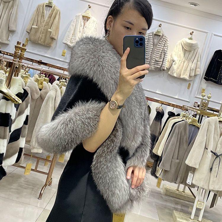 Brand New Fur Women's Shawl Cape Eco-friendly Mink Fox Fur Mink Coat
