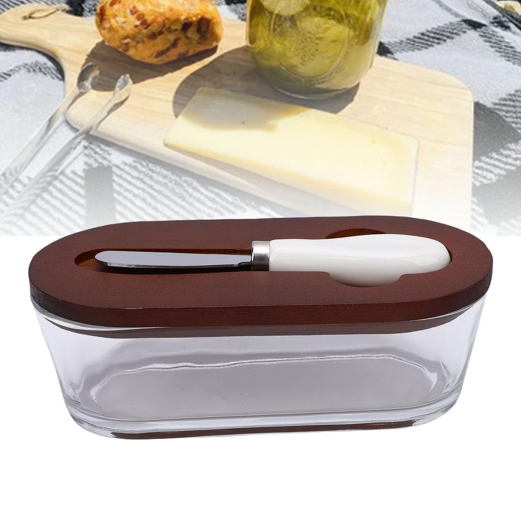 Glass Dish with Lid Airtight for Freshness 300ML Rectangular for Kitchen Countertop Decor