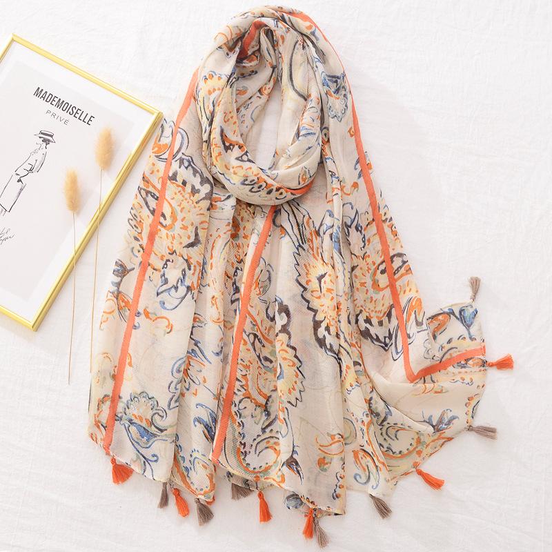 Fashion Wave Striped Patchwork Tassel Viscose Shawl Scarf Lady Print Pashmina Stole Wrap Snood Bufandas Muslim Hijab Sjaal