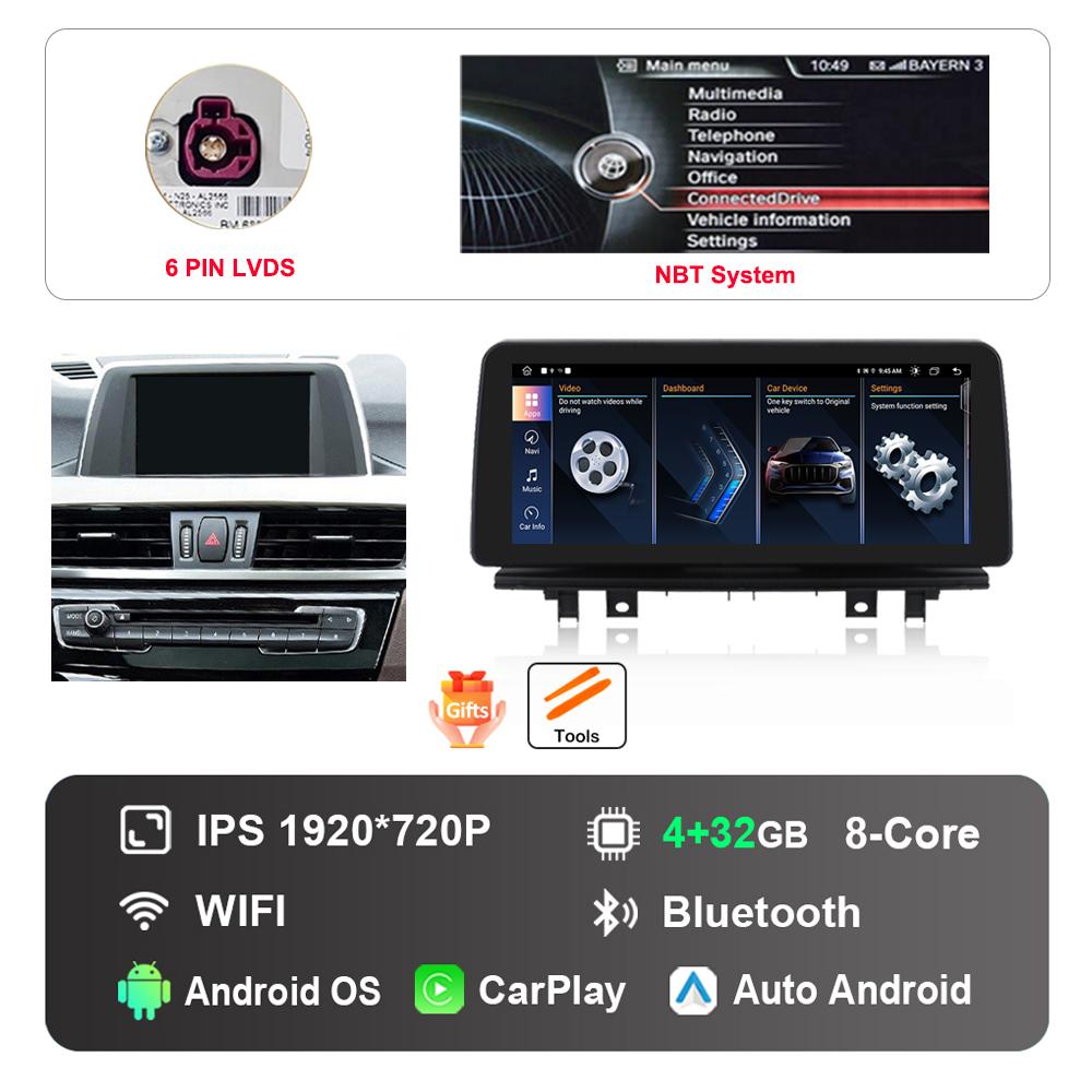 

12,3-дюймовый HD-сенсорный экран 1920*720P для BMW X1 F48 2016 - 2019 система NBT EVO Android Автомагнитола Мультимедийный плеер DSP 4G WiFi
