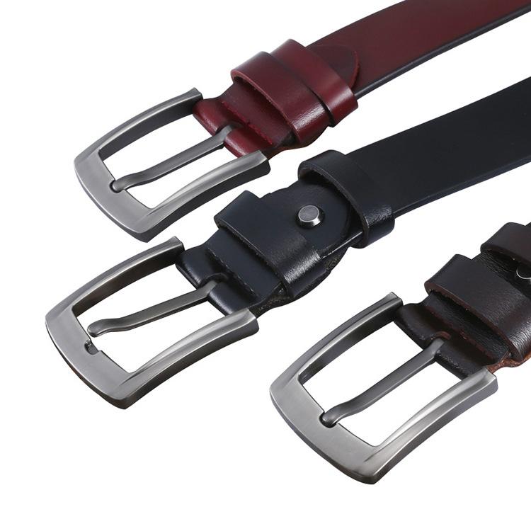 Young People'S Leisure Business Two-Layer Cowhide Belt Pin Buckle Decorative Jeans Belt