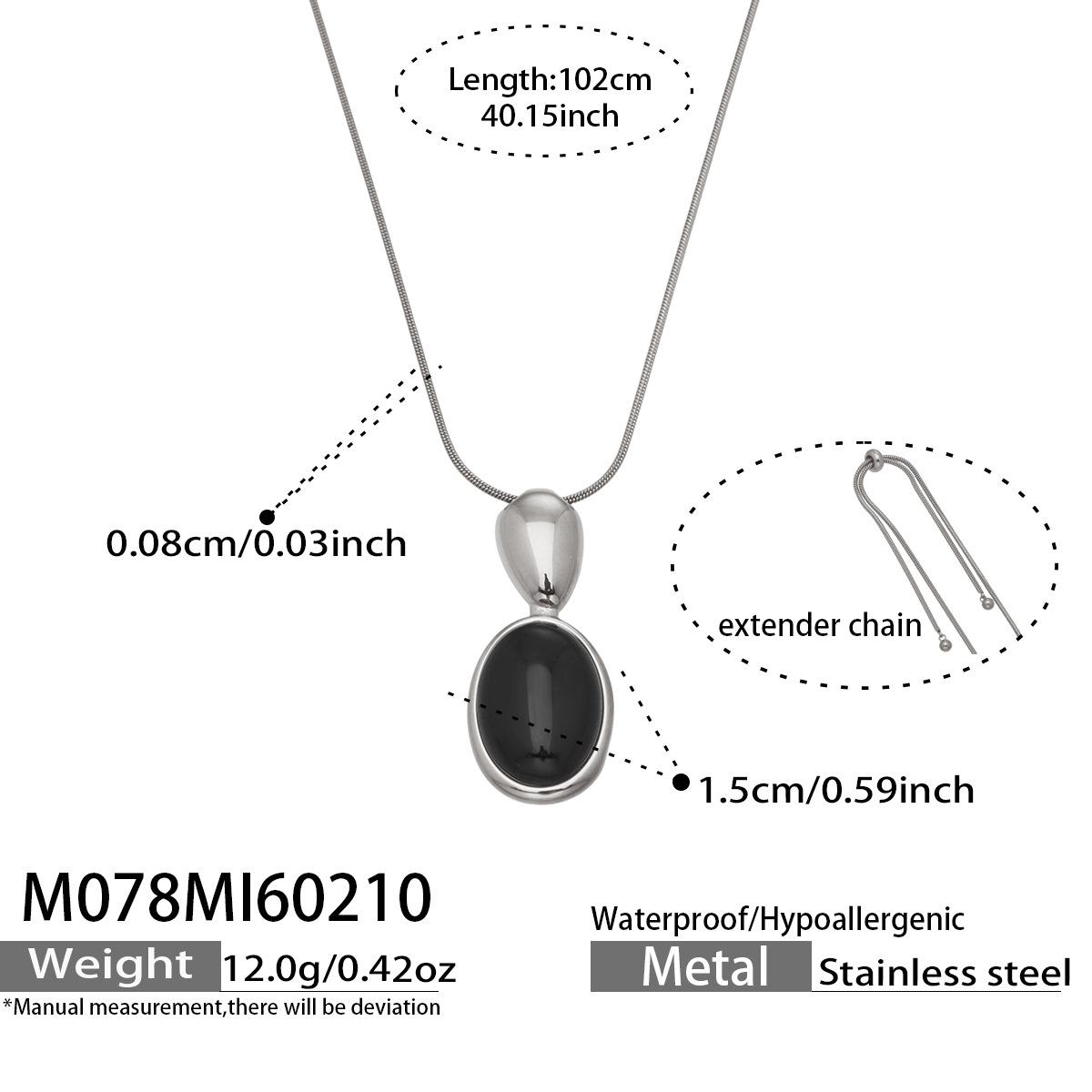 Agate Pendant Sweater Chain with Adjustable Stainless Steel Design