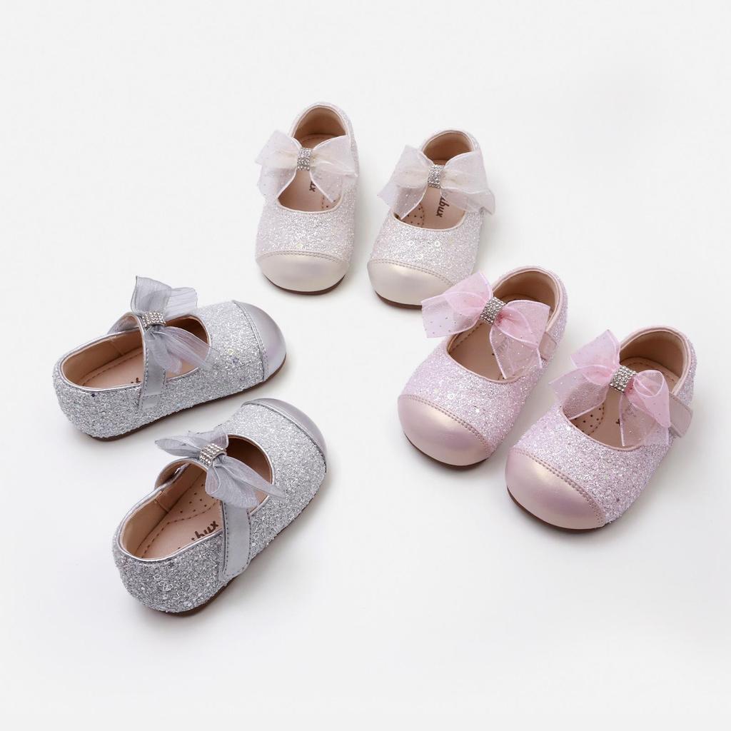 Maib Xiong 2026 Frühling Baby Mädchen Pre-Walking Schleifenschuhe - Lässige Leder Mode Schuhe