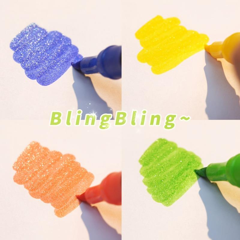 Set di Pennarelli Glitterati a Doppia Punta | Inchiostro Gel Asciugatura Rapida, Punta Fine e Larga, Ideale per Scrapbooking, Creazione di Biglietti, Journaling, Disegno
