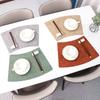 Premium Light Luxury Embossed Square Leather Placemat Double-sided Hotel Home Western Dining Mat Waterproof and Thermal Insulation Spot