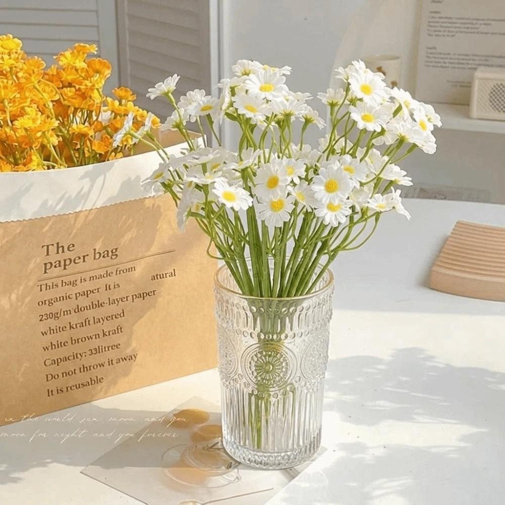 60heads Artificial Daisy Flowers Small White Daisy Flowers Daisy Fake Flower Bouquet  DIY Vase 6 PCS
