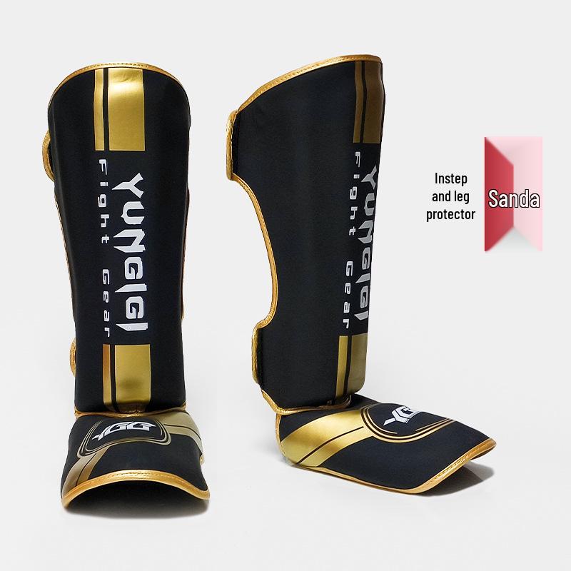 Muay Thai Shin Guards with Instep and Ankle Protection for Sanda, Boxing, and Taekwondo. M