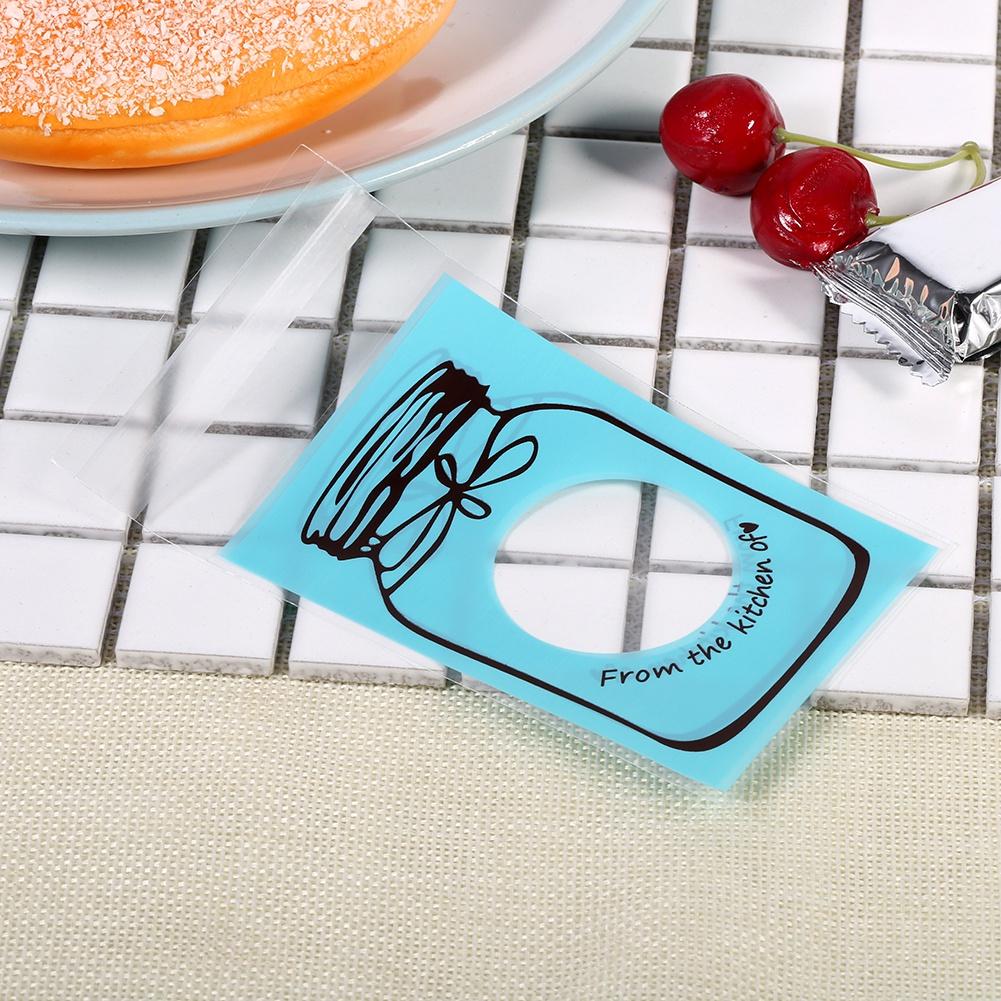 100pcs/Pack Lovely Plastic Candy Biscuit Cookies Gift Packaging Bag Party Supplies (Blue)