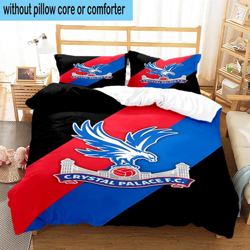3pcs Crystal Fc Crest Printed Bedding Set Duvet Cover Closure Includes 1 Duvet Cover & 2 Pillowcases Bedding Sets Home Decor Gifts