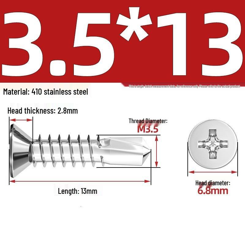410 Stainless Steel Self-Drilling Flat Head Cross Countersunk Swallowtail Screws