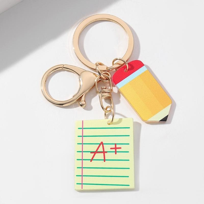 4PCS Playful Stationery And Pencil Shaped Keychains Perfect For Academic Celebrations And Student Incentives