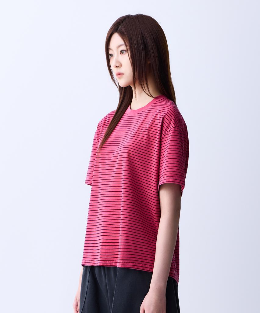ADERNM Summer Daily Striped Crop T-Shirt Pink