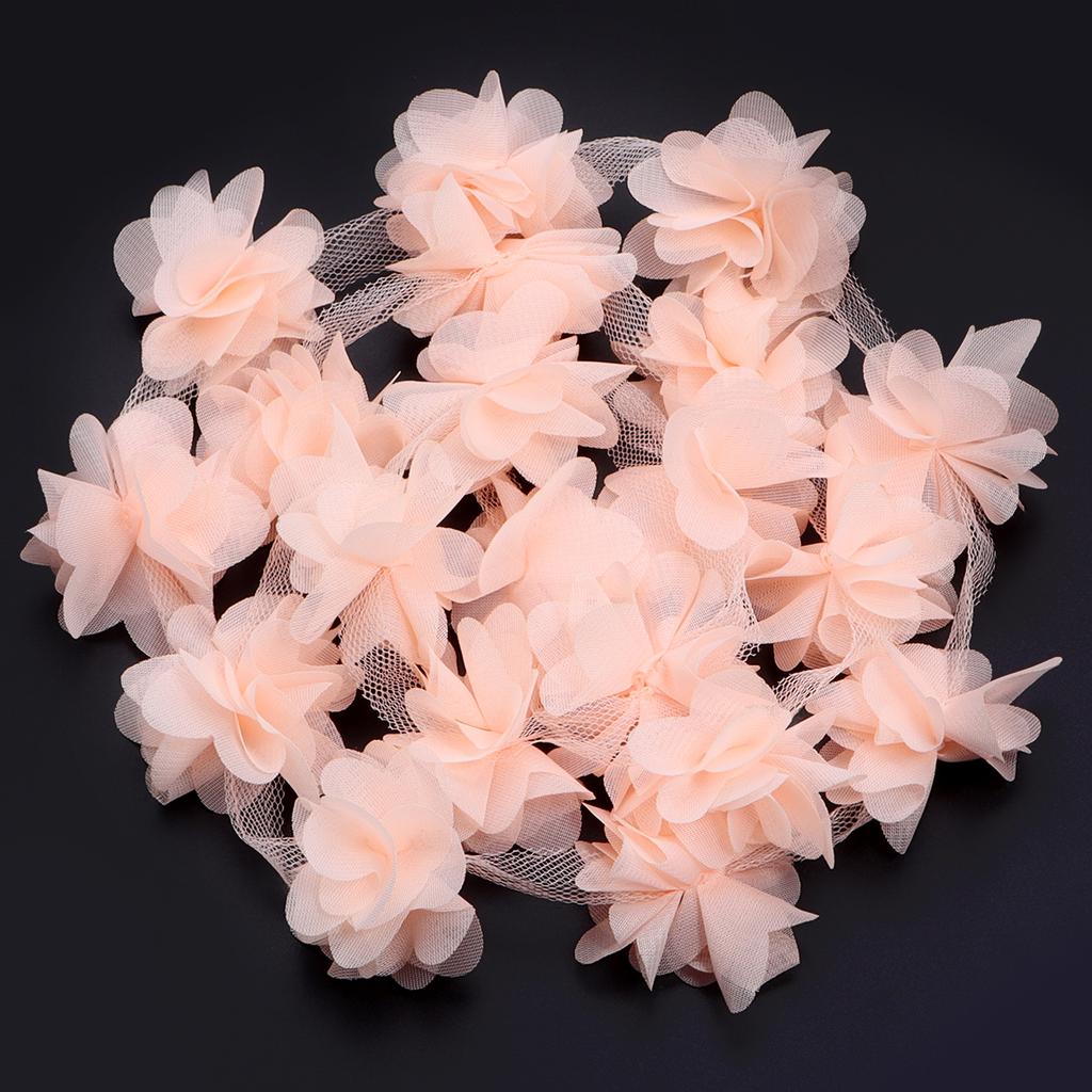 20pcs 5.5cm Chiffon Cluster Flowers Colorful Artificial Flowers For DIY Wedding Party Lace Trim Clothing Gifts Decor Accessories