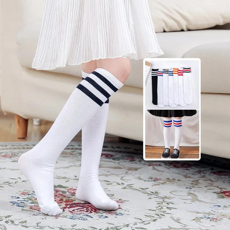Solid Knee Length Socks Women's Striped Lolita Warm Hip-hop Sports Socks Harajuku Socks JK White Sock