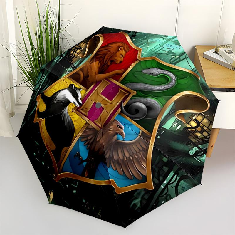 1pc Hogwarts Crest Auto Open/close Umbrella, Portable Travel Umbrella, Everyday Use - Outdoor Accessory, Artistic Pattern, Compact Design, Fashion Lov