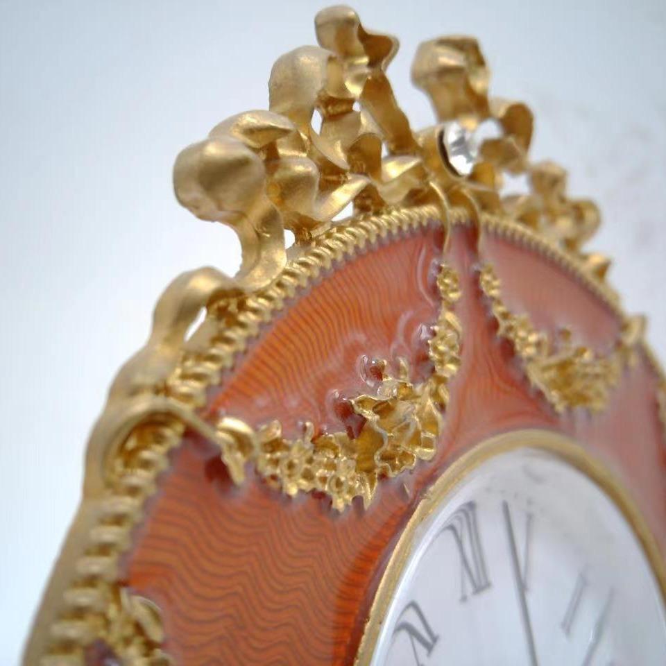 European Retro Light Luxury Desktop Hour Clock Table Clock Ornaments Household Clock Bedroom Living Room Table Setting