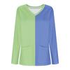 Women's Fashion V-Neck Long Sleeve Workwear With Pocket Striped Printed T-Shirt Top