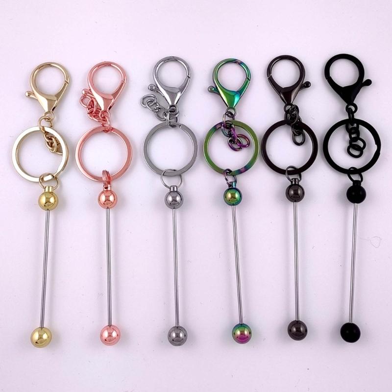 Metal Beaded Keys Chain Gradual Color Diy Beaded Stainless Steel Keychain Can Hang Cutlery Bottle Opener Wine Stopper