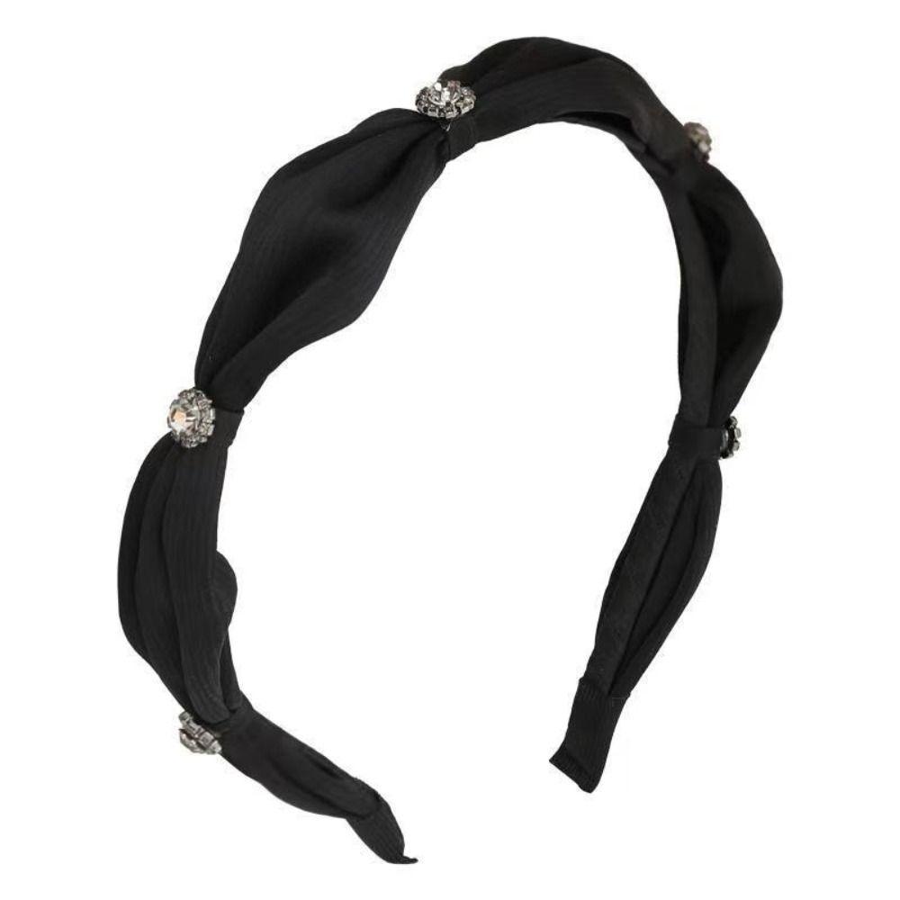 Diamond Encrusted Anti Slip Hairband Handmade Elegant Hair Clip Satin Hairband  For Women