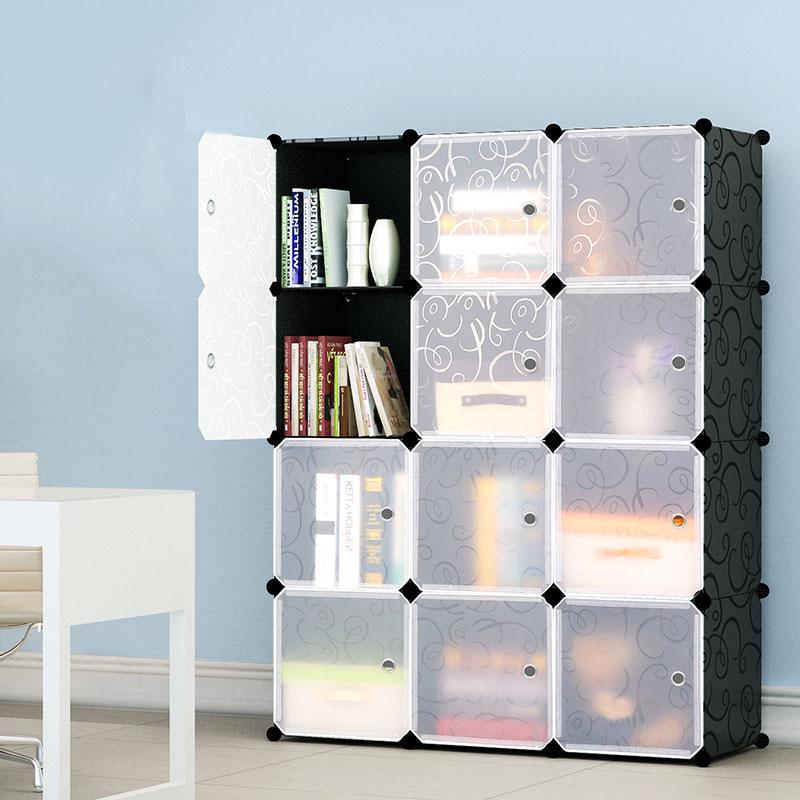 Modular Plastic Bookcase with Doors - Modern Simple Design