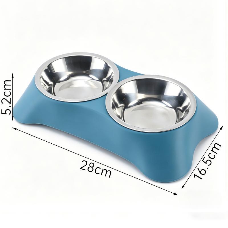 Durable Pet Stainless Steel Double Bowl Rust Resistant Cat Dog Food Water Dish for Small Medium Pets Home Use