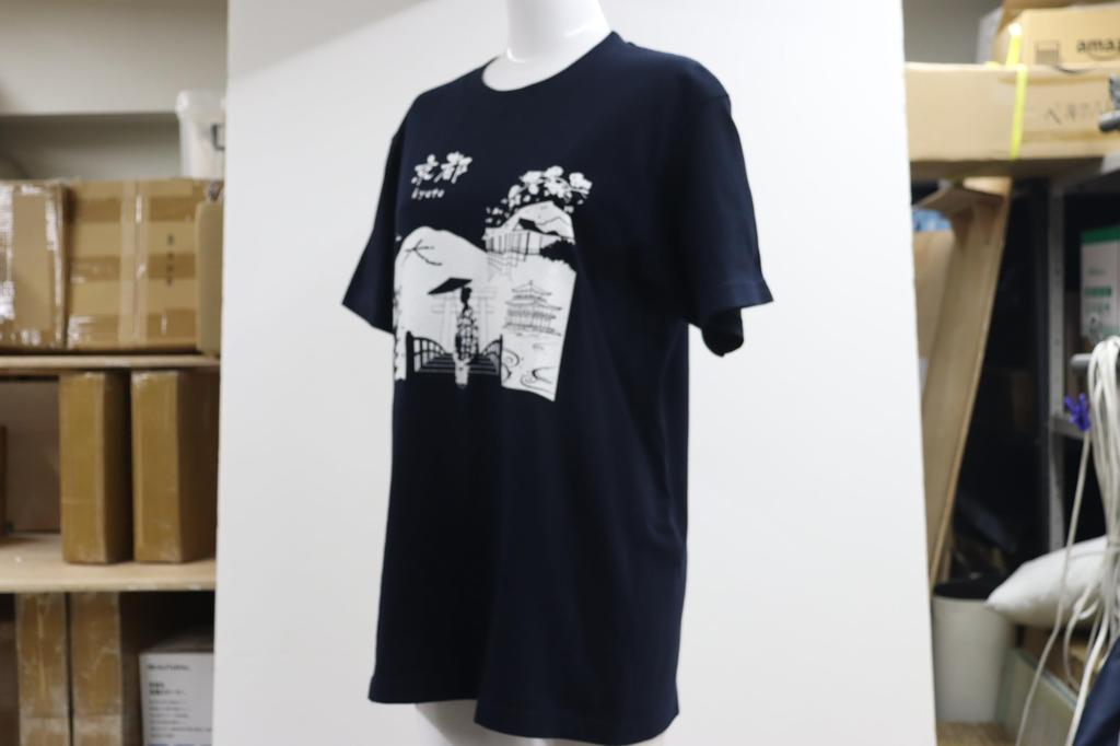 Japanese Souvenir Silhouette L Navy Shin-ei [T-shirt Kyoto]