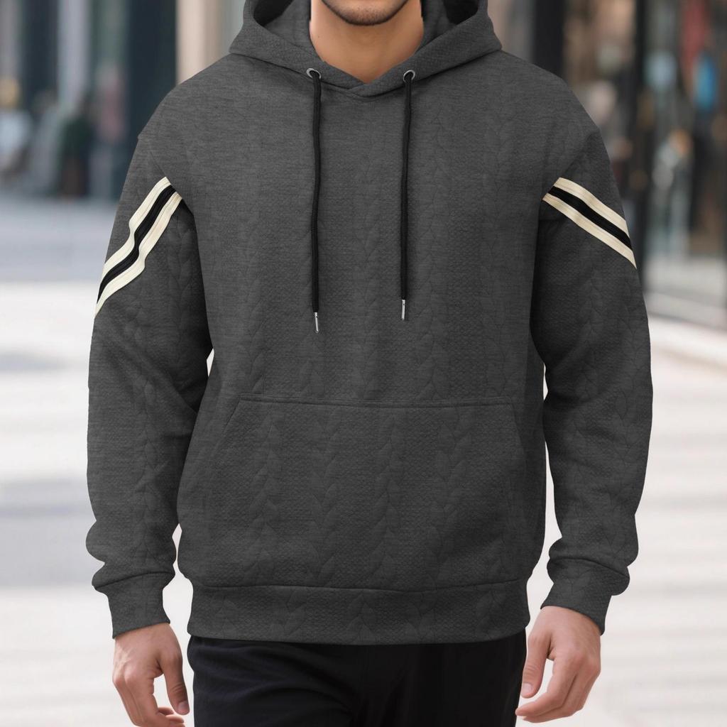 Autumn/Winter Jacquard Heavyweight Men's Warm Hooded Outdoor Sports Hoodie