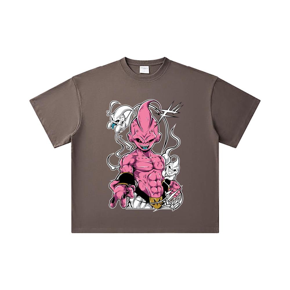 260 GSM Double Yarn 32 Count 100% Cotton Dragon Ball V12 Majin Buu Print Unisex Heavy Cotton T Shirt