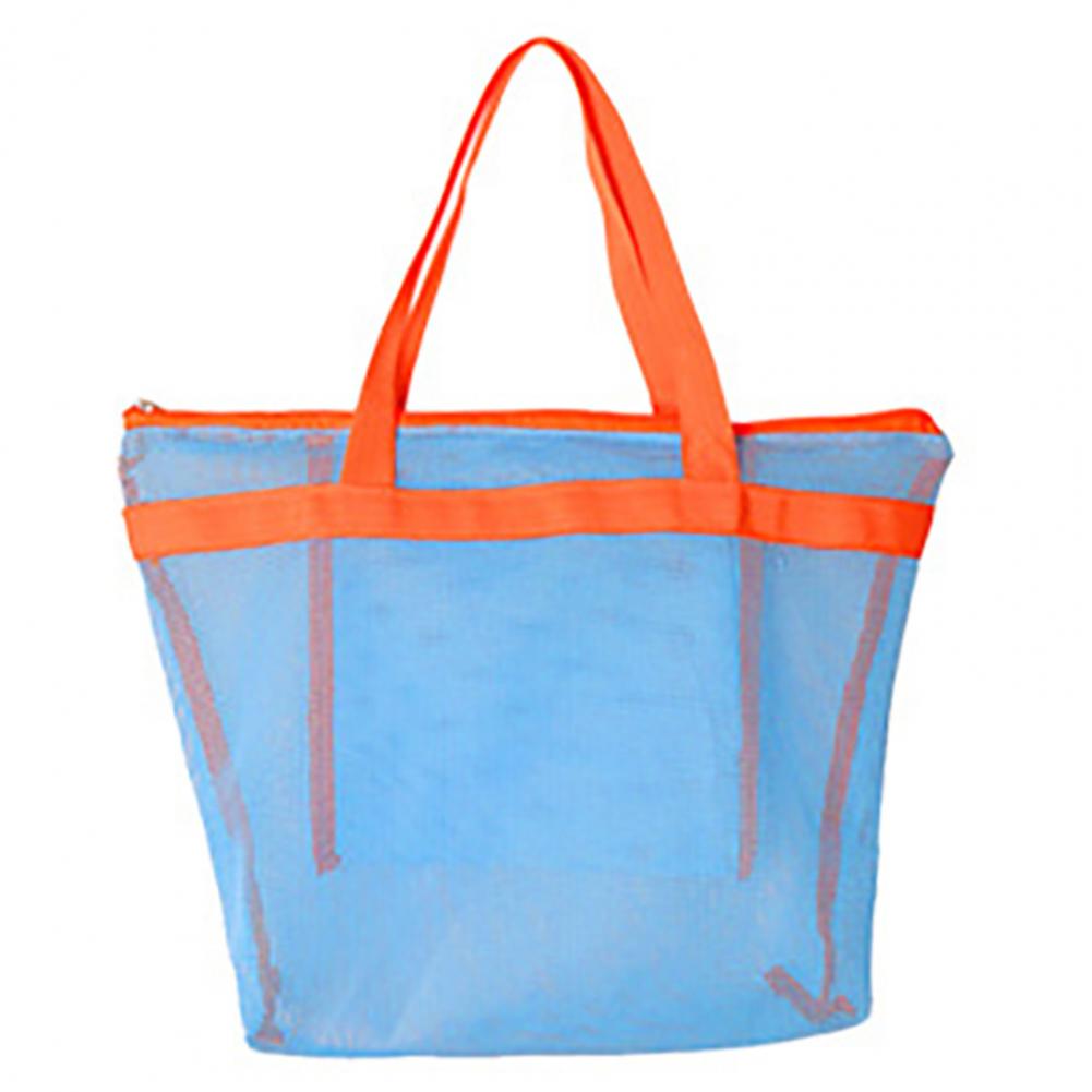 Portable Beach Bag Hollow Mesh Quick Dry Beach Tote Foldable Mesh Swimming Bag For Children Beach Toy Baskets Storage Bag