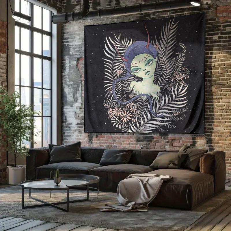 Bohemian Tapestry Wall Hanging Aesthetic Room Decor Nature Forest Plants Floral Wall Art Home Textile Bedroom Living Room
