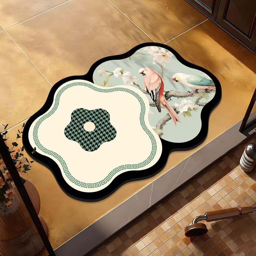 Special-shaped Flower Bathroom Floor Mat Washroom Door Wash Under Non-slip Absorbent Wear-resistant Foot Mat Door Mat