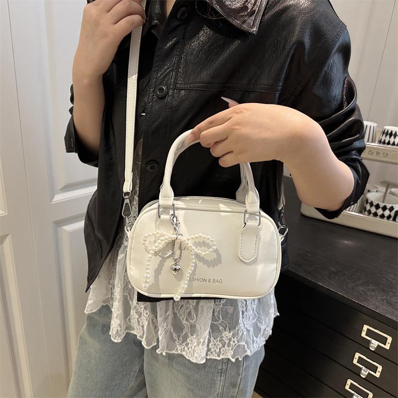 Neue Sommer Mode Einfache Damen Quadratische Tasche Perlen Schleife Umhängetasche Crossbody Tasche