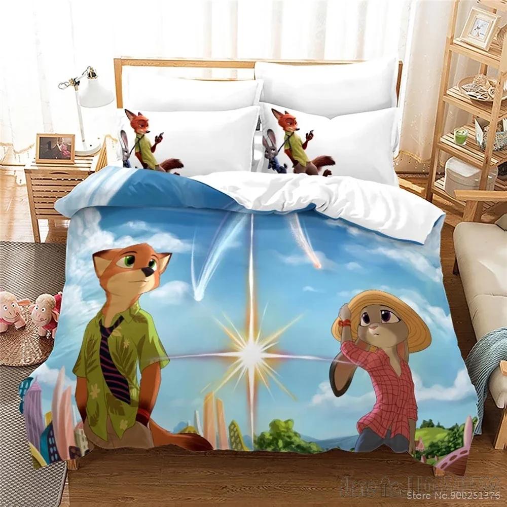 Cartoon Zootopia Zootropolis 3d Printed Duvet Cover Set HD Comforter Cover Bedclothes for Kids Bedding Sets Bedroom Decor