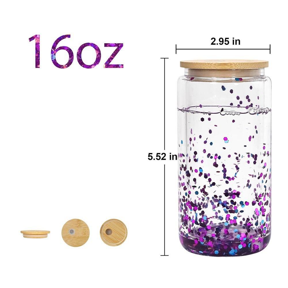 NEW Bamboo Lids Mason Jar Cups 16oz(450ml) Capacity Break-Resistant Drinking Tumbler Double Layers Water Bottles Wedding Party
