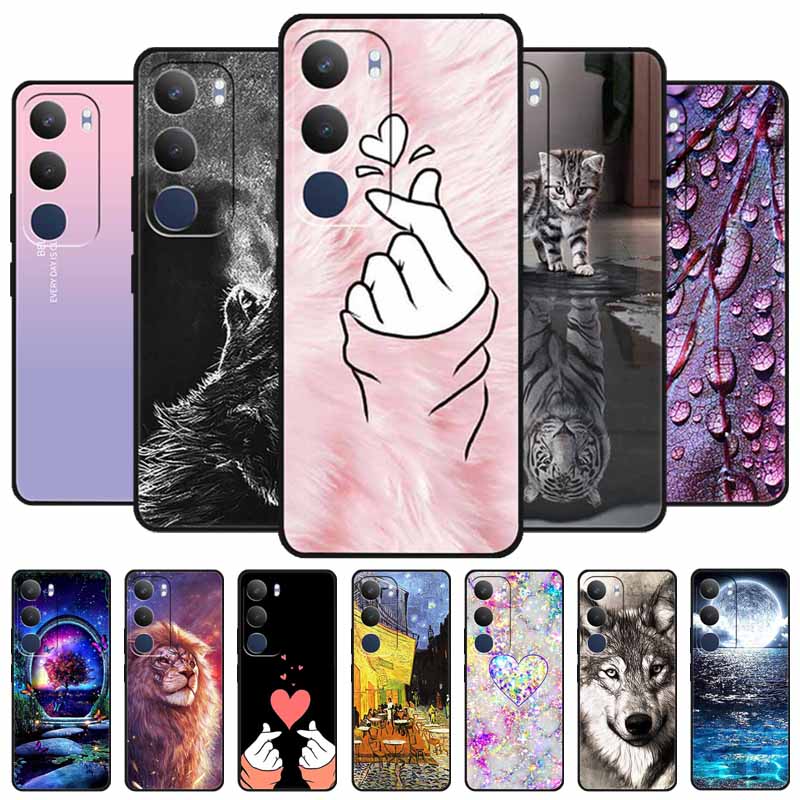 For Vivo Y29 5G Case V2420 Cartoon Wolf Tiger Soft Silicone Cover TPU Phone Case for Vivo Y29 5G Bumper Capa Shockproof Fundas