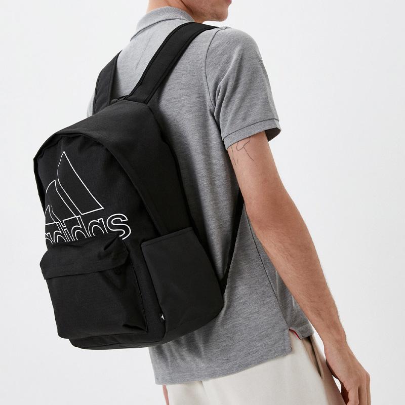 Adidas Large Logo Print Sports Student Polyester Backpack Unisex Backpack Black HC4759
