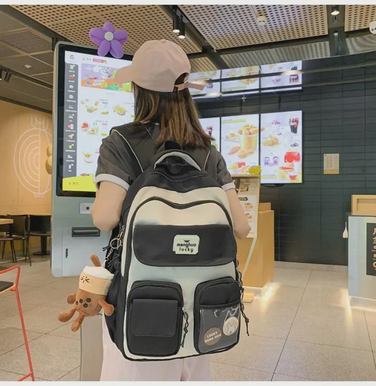 Stylish Large-Capacity Korean School Backpack for Girls with Durable Wide Shoulder Straps