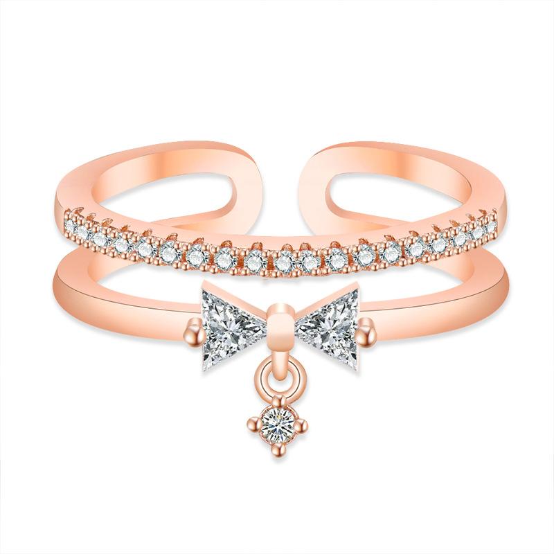Light Luxury Fashion Niche Double-layer Bow Ring розового золота